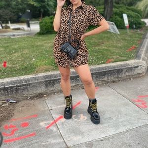 MISSGUIDED Leopard Shirt Dress